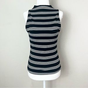 Maeve by Anthropologie Black White Stripe Mockneck Tank Top Size Medium